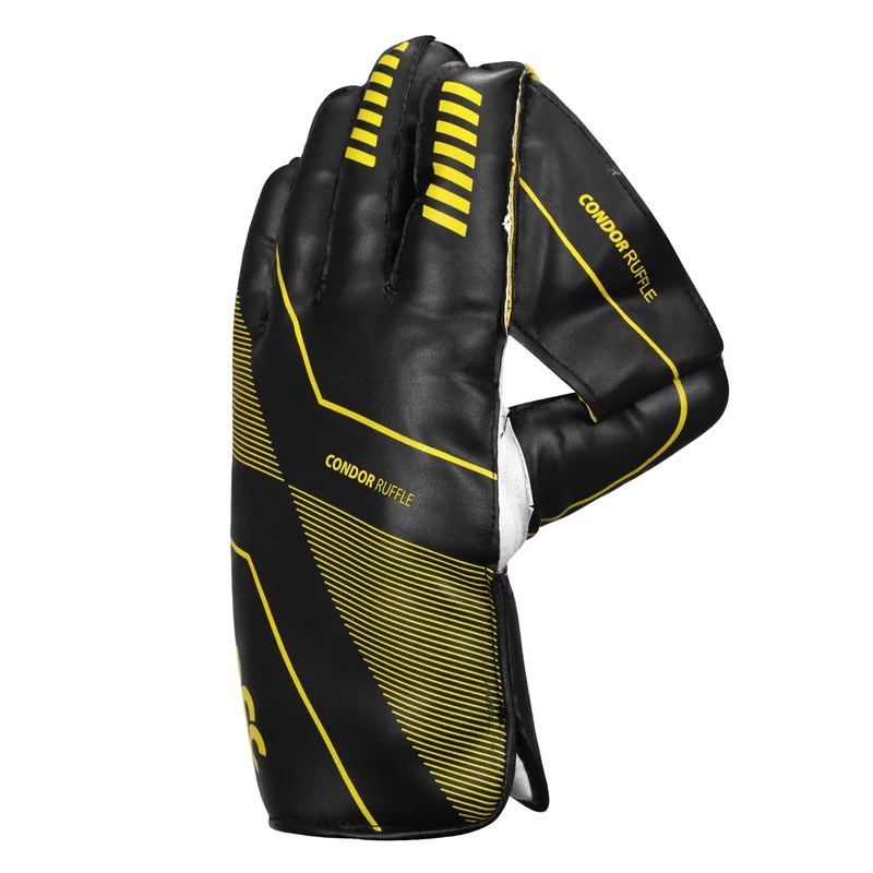 DSC Condor Ruffle Keeping Gloves | for Mens | Material: Leather | Made from the finest aniline Leather | All-leather palm, cuffs and back, White Black