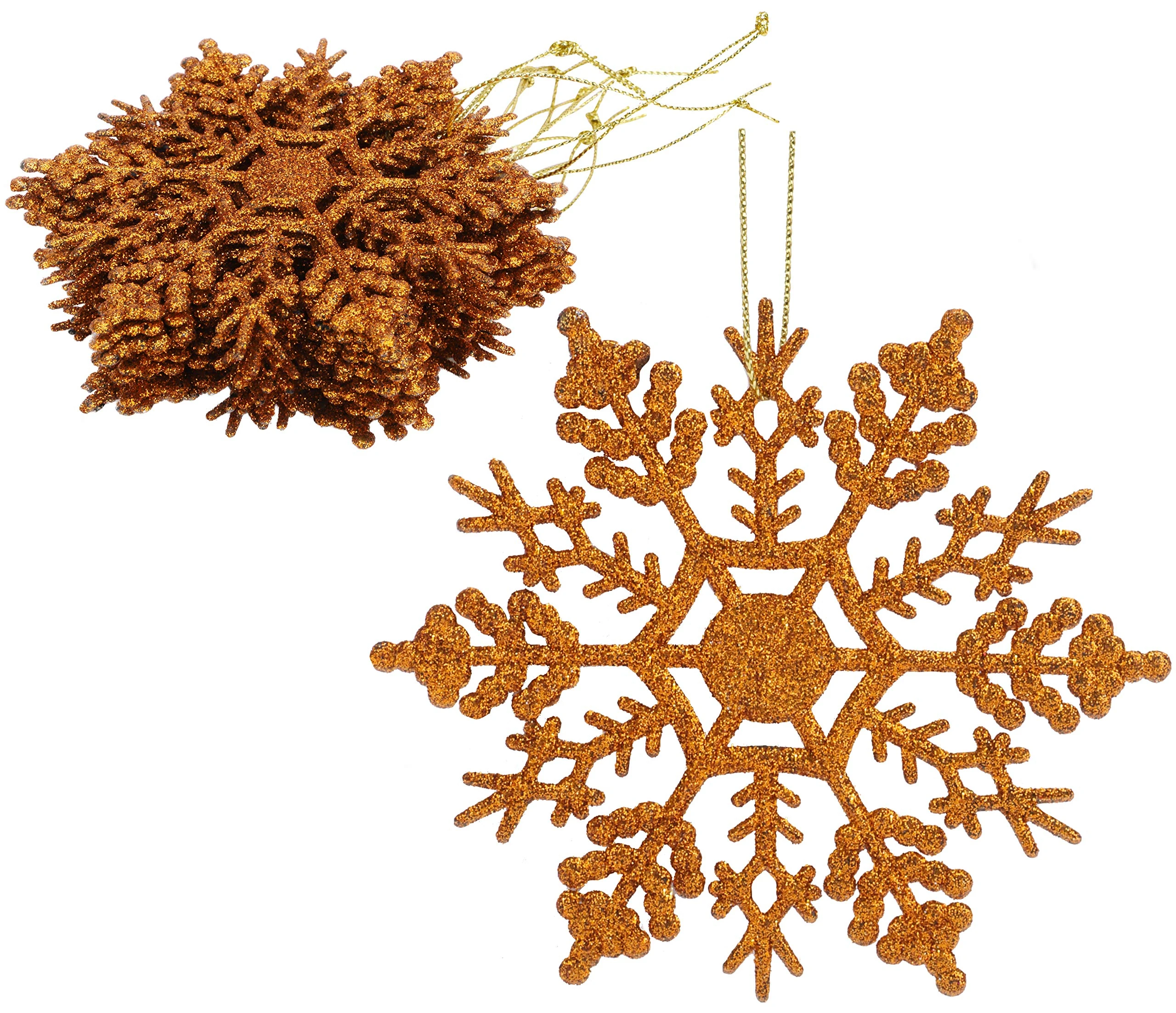 Christmas Concepts® Pack of 12-10cm Glitter Snowflake Hanging Decorations - Christmas Decorations (Copper)