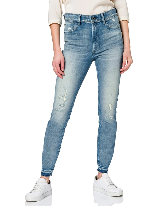 G-Star Women's Kafey Ultra High Skinny Ripped Edge Ankle Jeans, Blue (vintage cool aqua destroyed D16820-C052-C278), 26W / 30L - Image 1