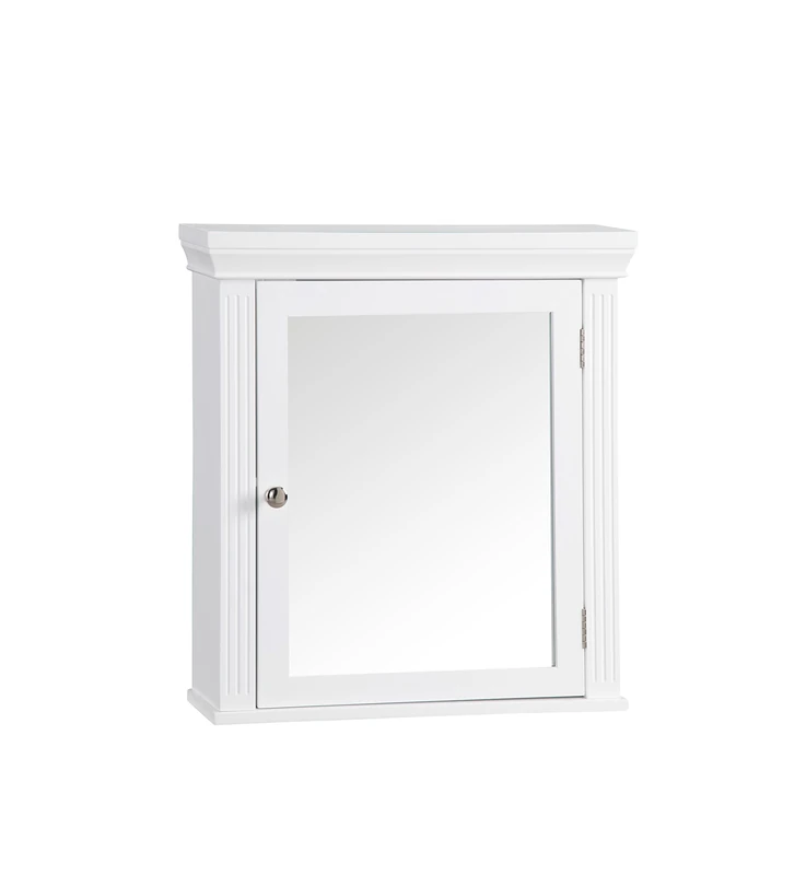 Teamson Home Bathroom Stratford Wooden Mirrored Medicine Cabinet White 6544