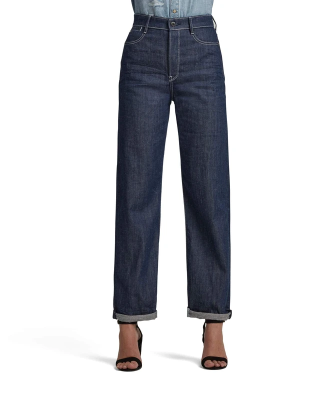 G-Star Women's Tedie Ultra High Long Straight Jeans C, Blue (raw denim D19065-C665-001), 27W / 30L