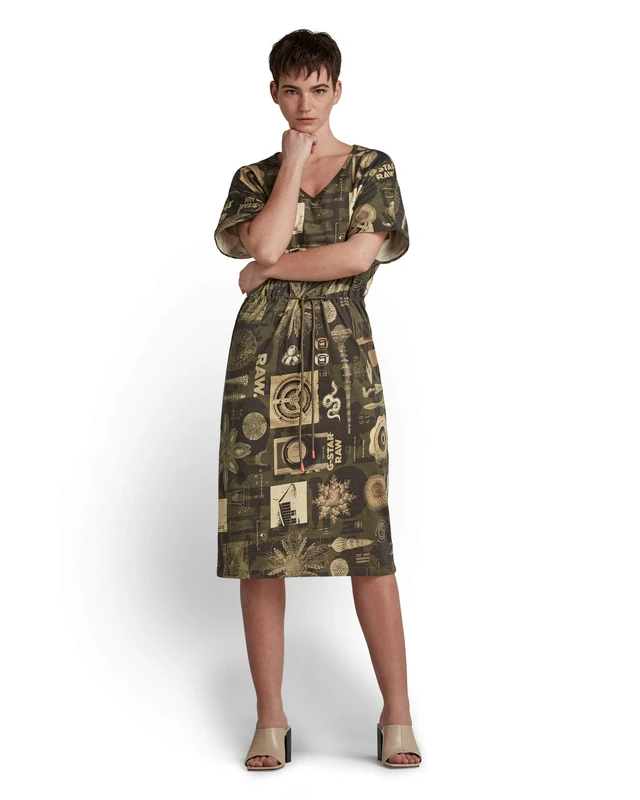G-Star Women's Adjustable Waist Allover Dress, Multicolour (combat museum camo D19292-C387-C366), S - Image 1