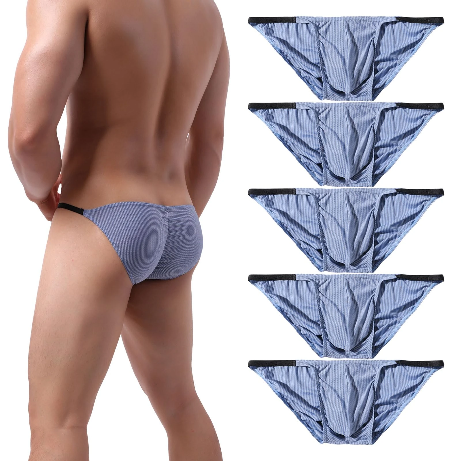 Summer Code Men's Sexy Briefs Elastic Ruched Back Bikini Underwear Pack