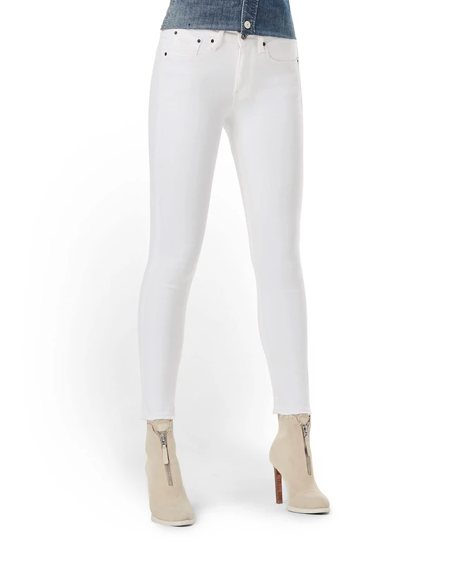 G-Star Women's 3301 Mid Skinny Ankle Jeans, White (white D15943-C267-110), 27W / 30L