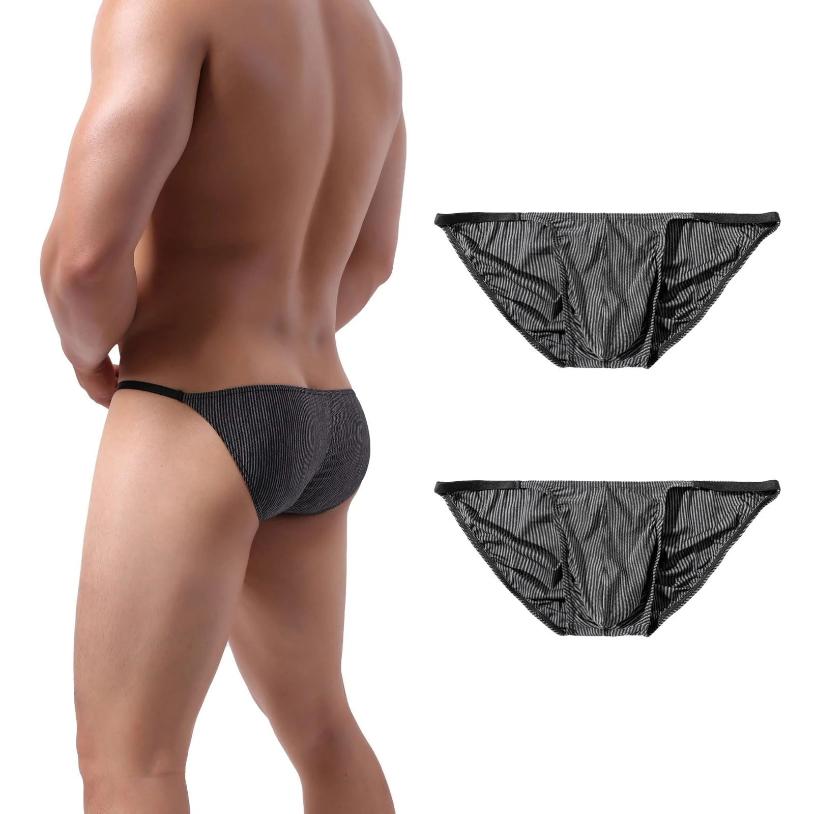 Summer Code Men's Sexy Briefs Elastic Ruched Back Bikini Underwear Pack