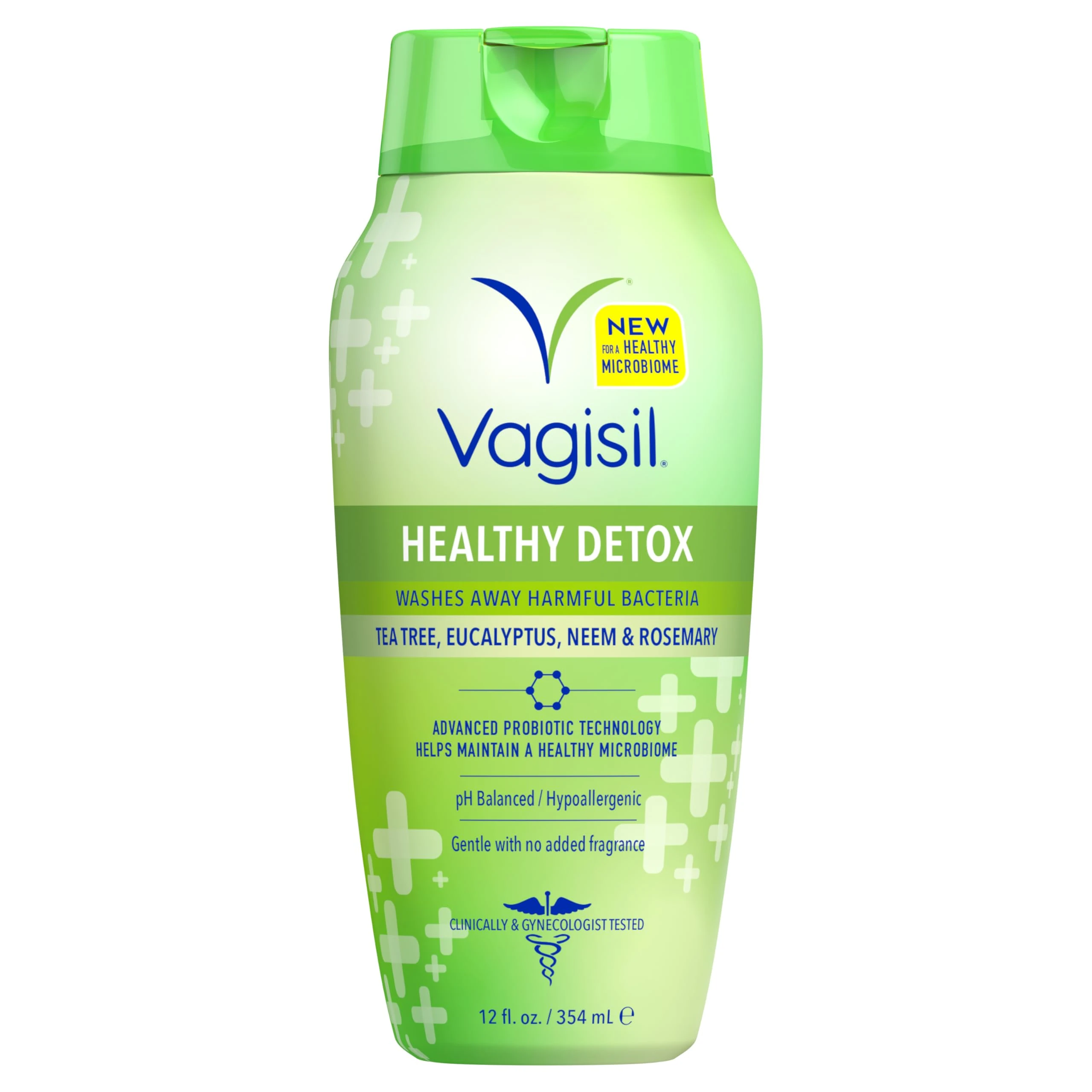 Vagisil Healthy Detox Intimate Wash for Women, Gynaecologist Tested, Hypoallergenic and pH balanced, Plant-Based Ingredients, 354 ml