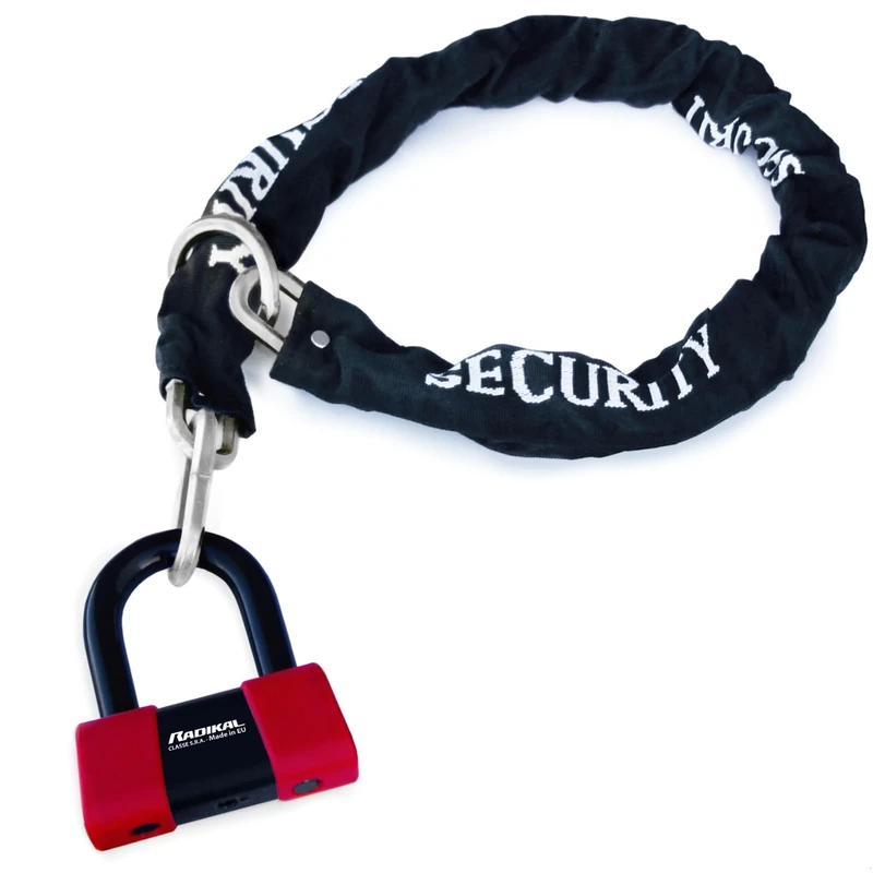 RADIKAL RK75+10.120L Chain Lock Loop System ø10/0.39in + Mini U Lock High Security SRA Approved, 120cm/3.9ft Longer Distance, Multifunctional Anti Theft for Anchoring, Motorcycle, Parking - Image 1