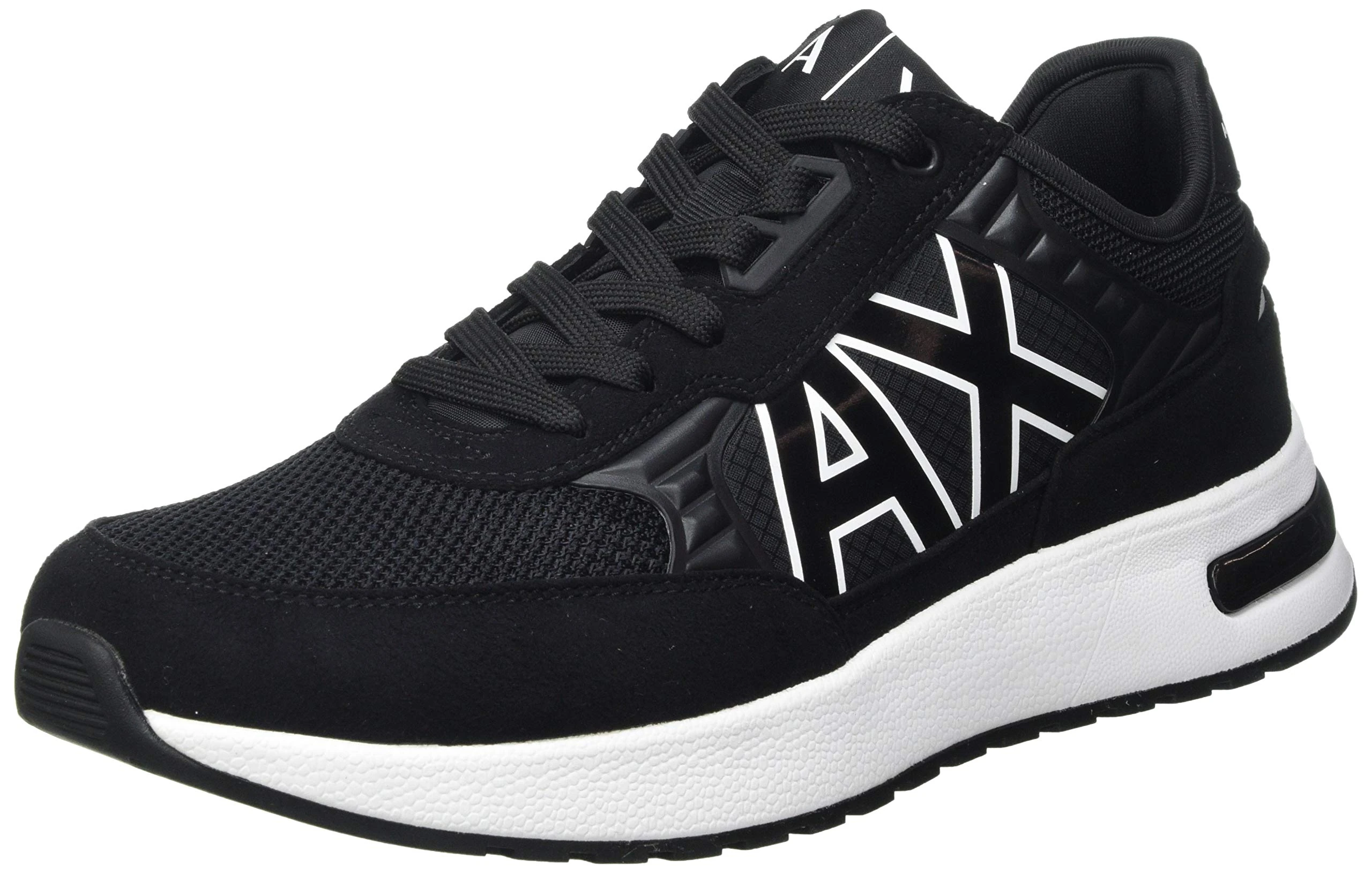 Armani Exchange Men's Dusseldorf Embossed Geometric Motifs Sneaker, Black, 9.5 UK