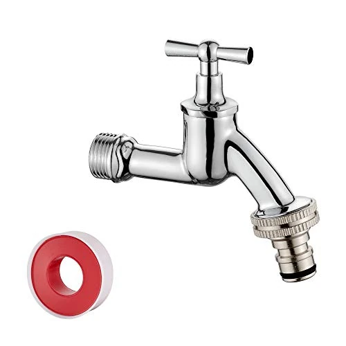 Ibergrif M22204 Garden Tap with Connector, G1/2" Water Inlet and G3/4" Outlet Outdoor Taps, Antifreeze -10 ℃, High Temperature Resistance 120 ℃ Single Tap Ball Valve Outside Faucet,Brass