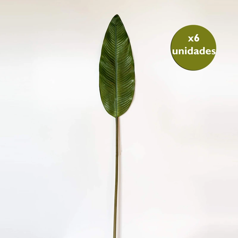 Wellhome Pack of 6 Artificial Decorative Sheets 98 cm Rubber, Banana Leaf