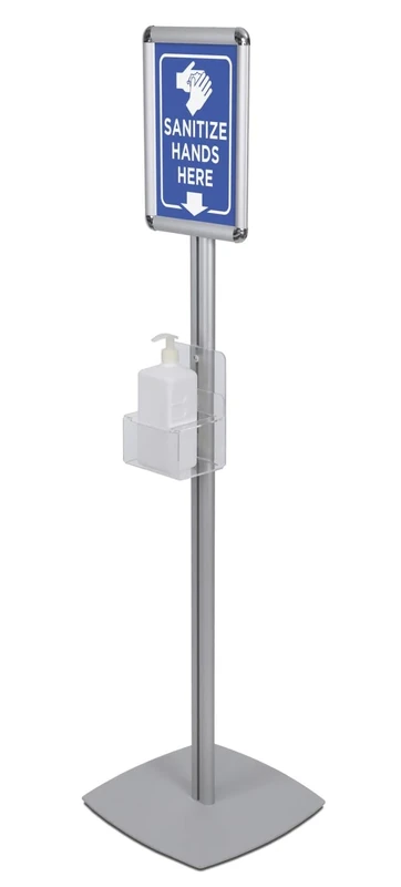 EUROPEL Free Standing Hand Sanitiser Stand with A4 Display, Free Standing Sanitising Station for Offices, Malls, Gym, Public Places, Sanitiser Dispenser & Holder, 140 cm