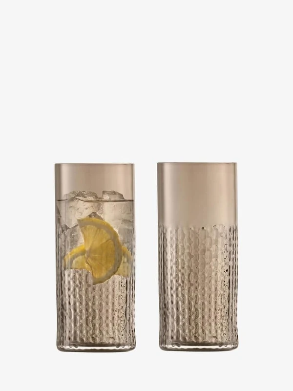 LSA Wicker Highball 400ml Taupe | Set of 2 | Mouthblown & Handmade Glass | WR06