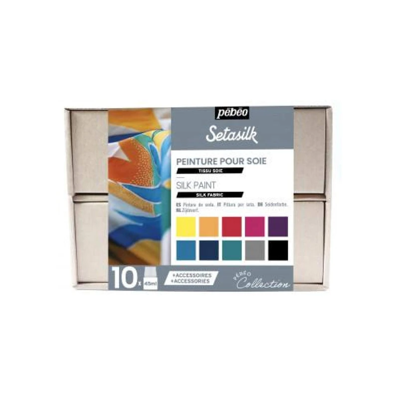 Pebeo Setasilk Collection Set, Assorted, 45 ml (Pack of 10)
