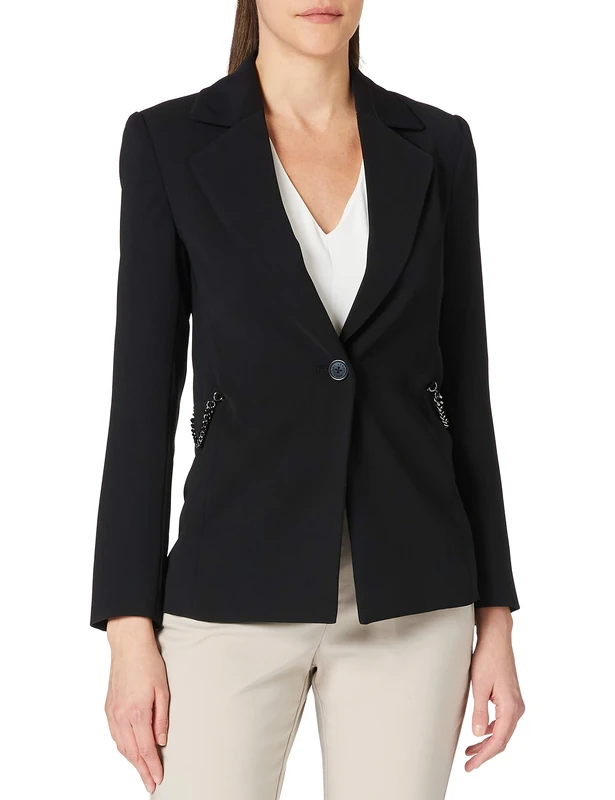 Armani Exchange Women's Single Breast Blazer Casual, Black, One Size Plus