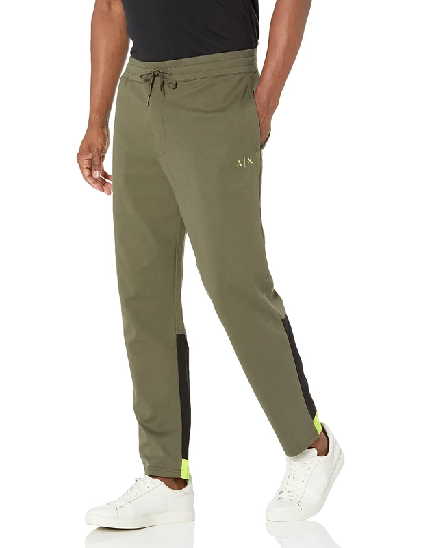 Armani Exchange Men's Sweatpants, Truffle/Black/Acid L, XL