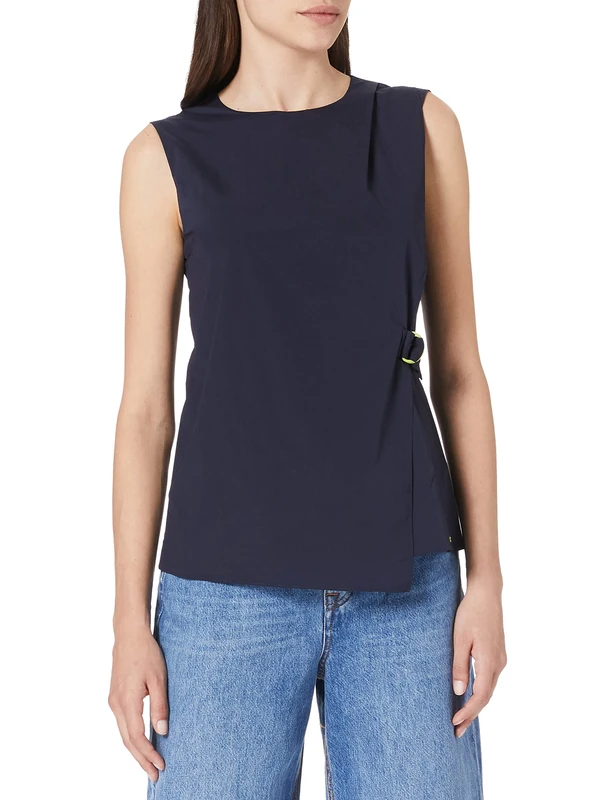 Armani Exchange Emporio Armani Women's Asymmetric top Blouse, Blueberry Jelly, XL