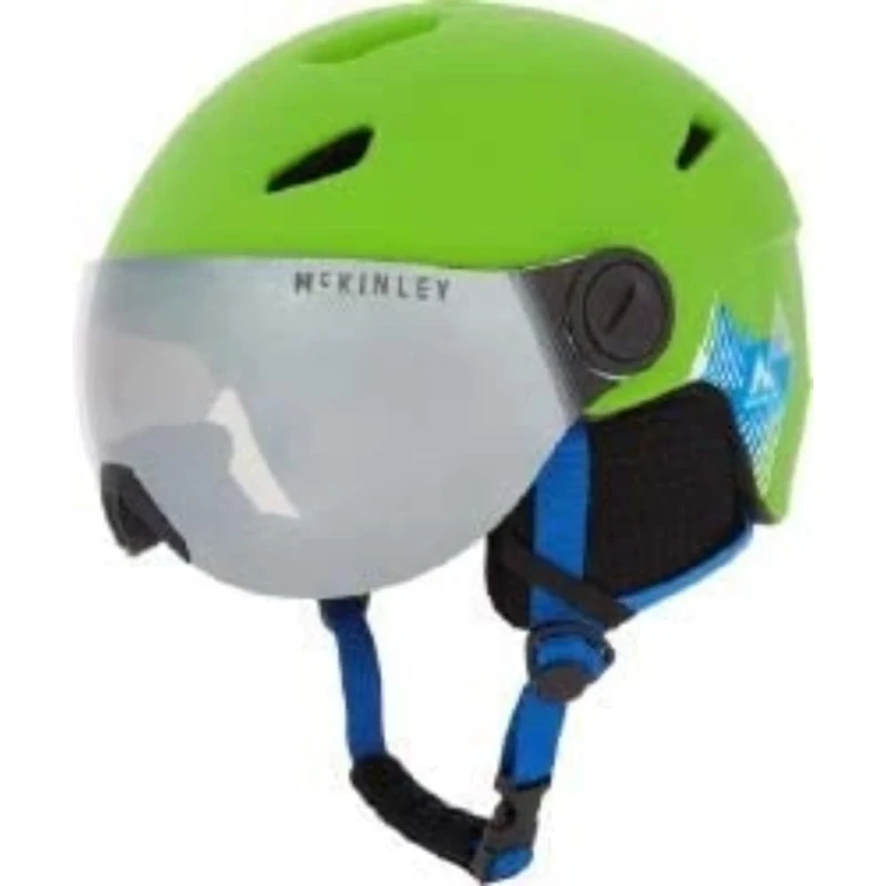 McKINLEY Boys' Pulse S2 Visor Hs Ski Helmet, Green/Black/Blue, XS