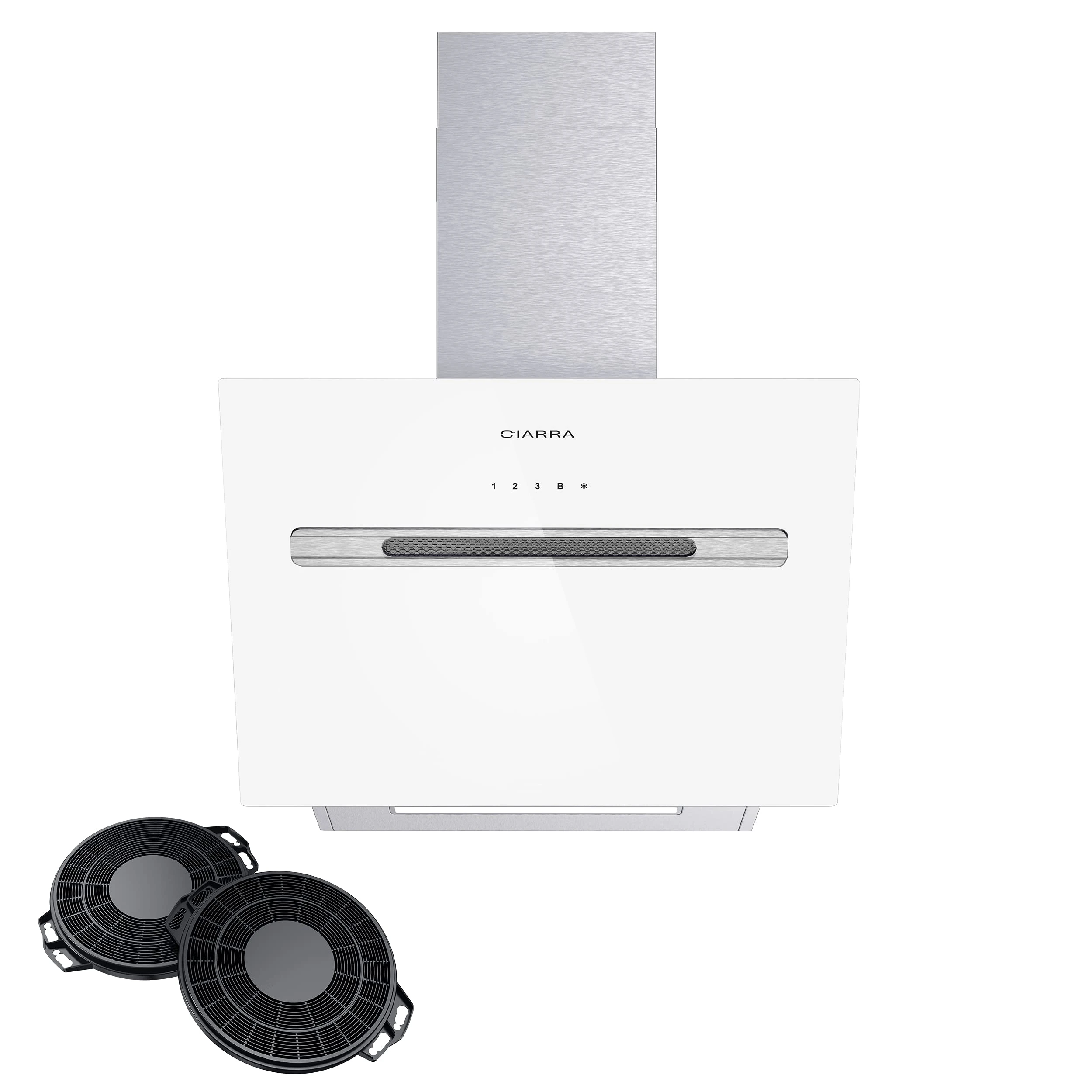 CIARRA CBCS6736G Angled Cooker Hood 60cm WIFI&Touch Control 700m³/h 4 Speeds with Booster Recirculating Ducting Wall Mounted Kitchen Extractor Fan with Carbon Filters