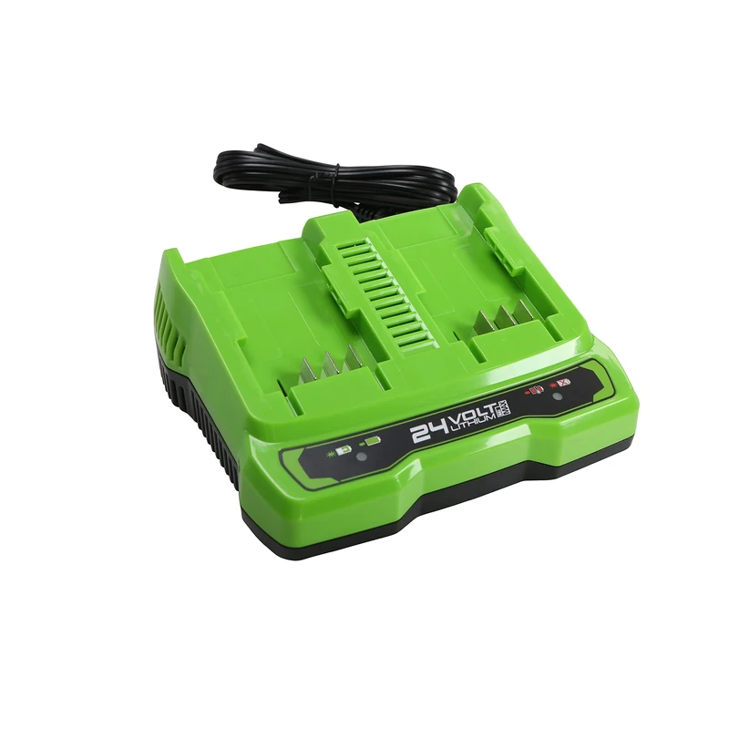 Greenworks Tools Double Slot Battery Universal Charger G24X2UC2 (Li-Ion 24 V 48 W Output Suitable for all Batteries of the 24 V Greenworks Series)