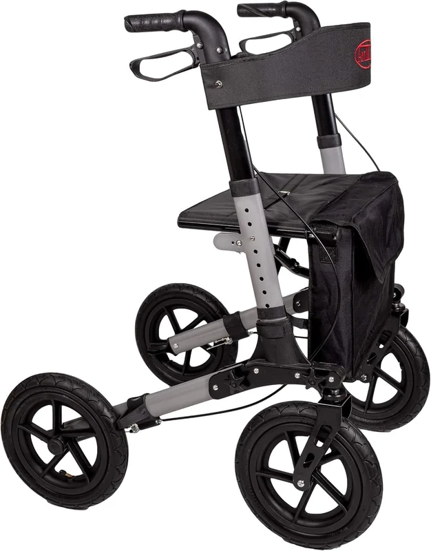 Antar AT51036 Multi-Folding Pneumatic Travel Rollator with Extra Large Wheels