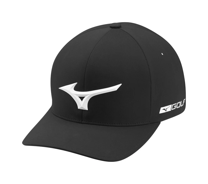 Mizuno Tour Delta Fitted Hat, Large/Extra Large, Black, Black