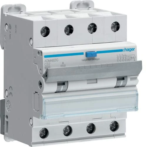 Hager ADM482C C32 RCD 4P 32A Type C 30mA Class A RCCB RCBO 102033