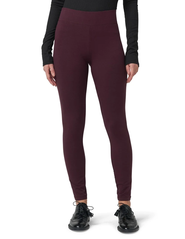 HUE Women's Ultra Leggings with Wide Waistband, Full and Capri Length, Black Cherry, M