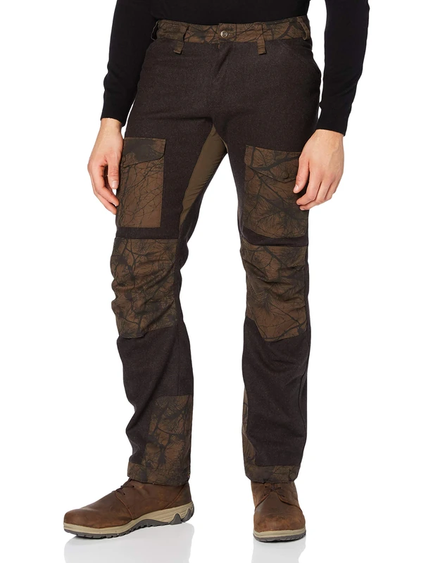 FJALLRAVEN F86904-633-636 Värmland Wool Trousers M Dark Olive-Dark Olive Camo 46