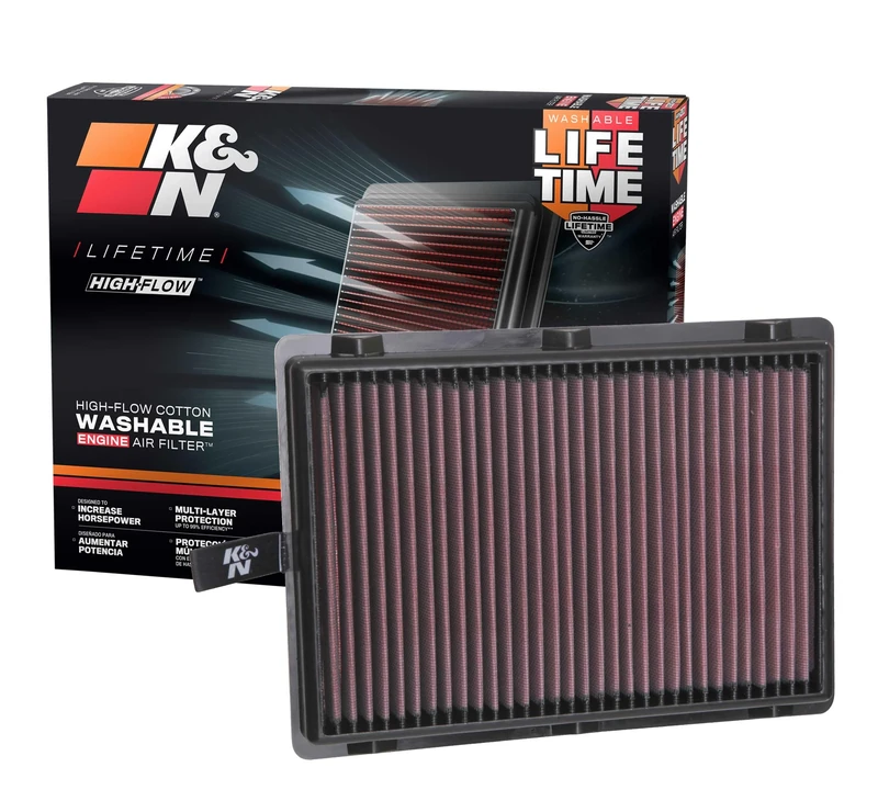 K&N Replacement air filter compatible with Kia Sorento 2.0/2.4/3.3 & Hyundai Santa Fe Sport 2.0/2.4 2016- (33-5075)