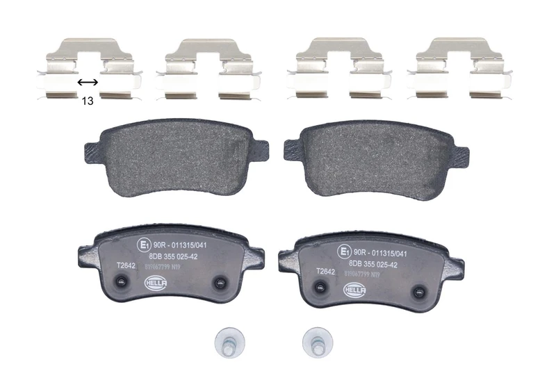 HELLA 8DB 355 025-421 Brake pad set - not prepared for wear indicator - T2642 - for e.g. RENAULT - Image 1