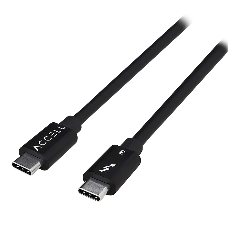 Accell Thunderbolt 3 passive cable, 40Gbps, black, 2.6ft/0.8m, international poly bag, 2.6 ft / 0.8m, Poly Bag (International), Black