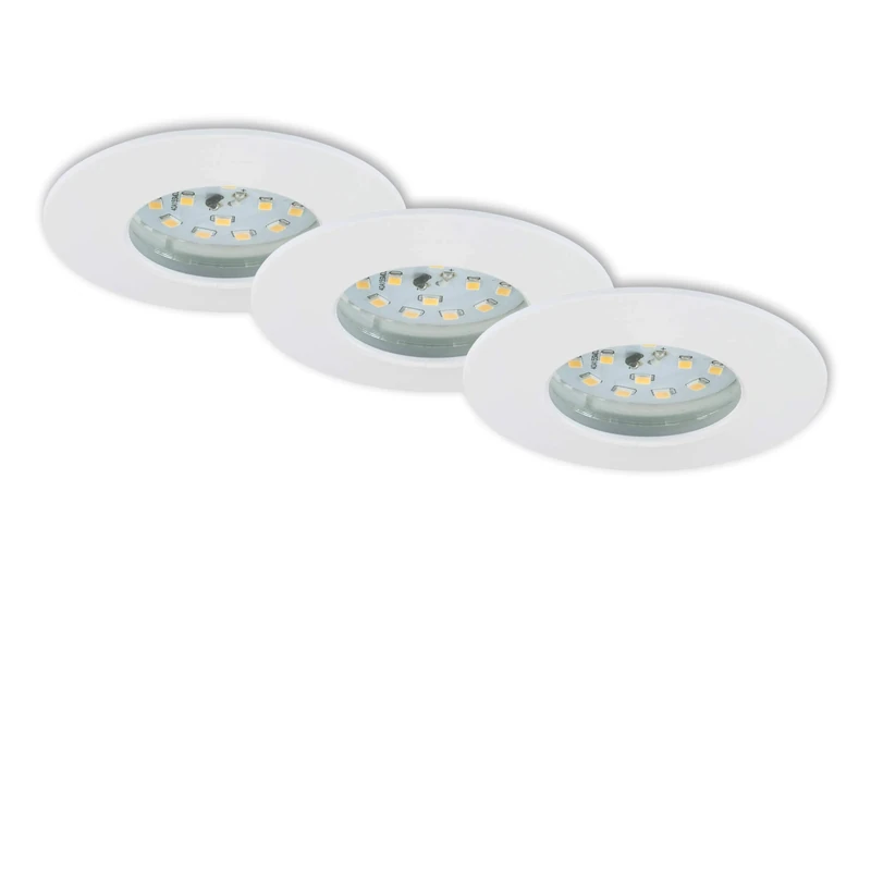 BRILONER Leuchten 7295-036 LED Recessed Lights, Set of 3, Dimmable Ceiling Lights, Each 6.5 Watt, 570 Lumens, 3,000 Kelvin, IP44, White, 75 x 28 mm (DxH), 7295-036