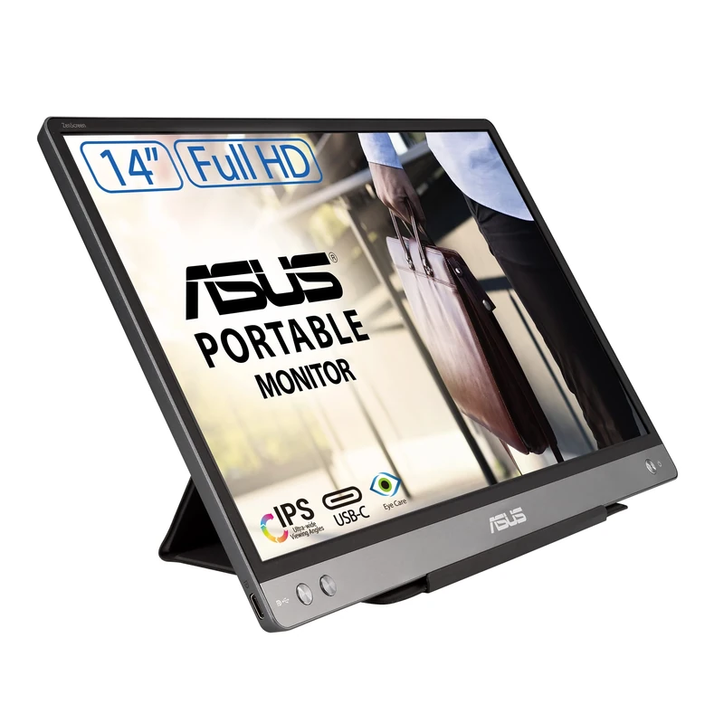 ASUS ZenScreen MB14AC Portable USB Monitor- 14 inch, IPS Full HD, Hybrid Signal Solution, USB Type-C, Flicker Free, Blue Light Filter, Anti-glare surface