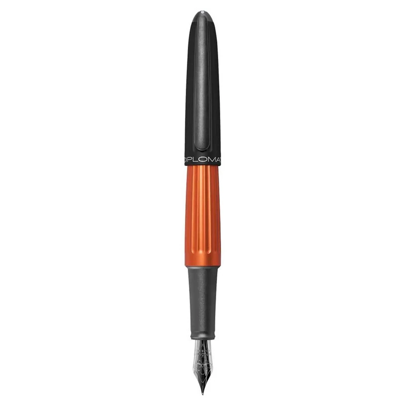 DIPLOMAT Aero Fountain Pen Orange Black - F with Gift Box/Fountain Pen, Pack of 1