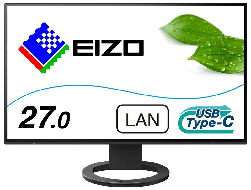 EIZO FlexScan EV2795-BK 68.5 cm (27 Inch) Monitor (HDMI, USB 3.1 Hub, USB 3.1 Type C, RJ-45 LAN, DisplayPort, 5 ms Response Time, Resolution 2560 x 1440) Black