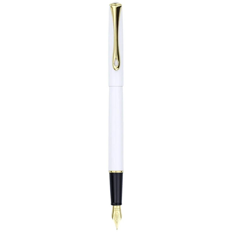 DIPLOMAT - D40705025 - Traveller Fountain Pen White and Gold - With Stainless Steel Nib - Chic and Elegant - Long Lasting - White and Gold