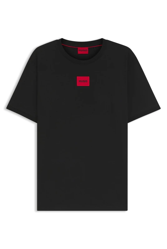 HUGO Mens Diragolino212 Cotton T-Shirt with red Logo Label