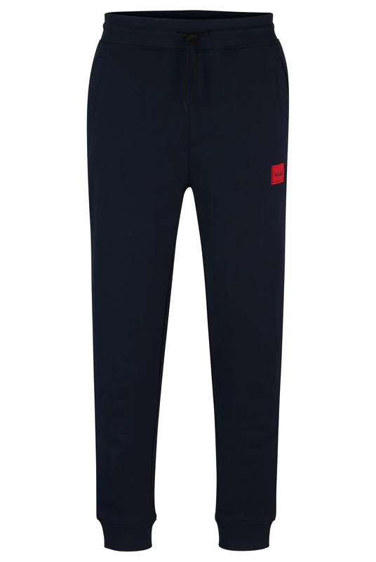 HUGO Mens Doak212 Logo-Patch Tracksuit Bottoms in Cotton Jersey