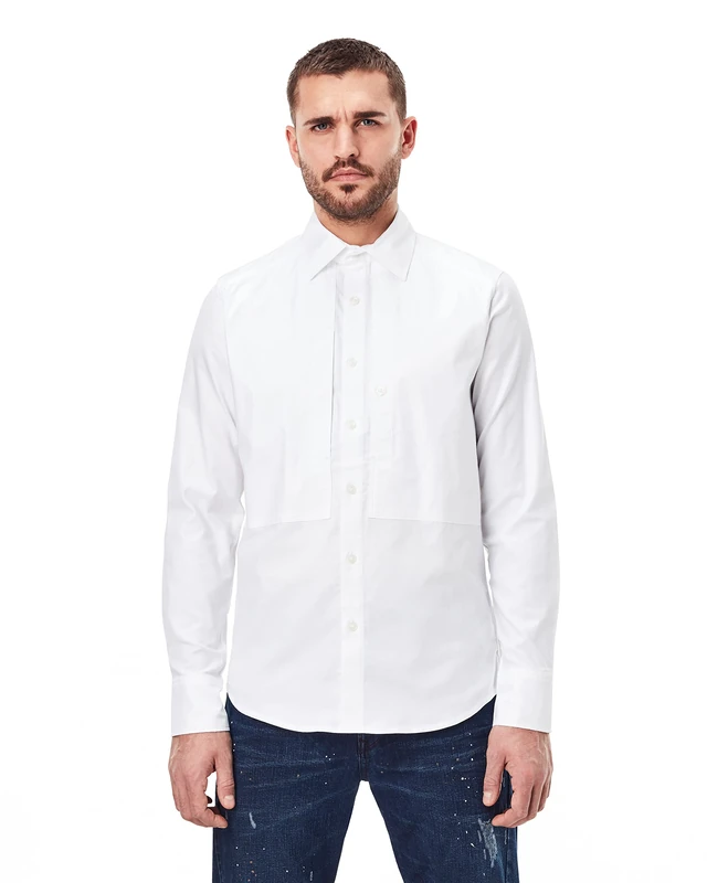 G-Star Men's Panelled Pocket Slim Shirt, Multicolour (white/white oxford D18963-C290-B579), L - Image 1