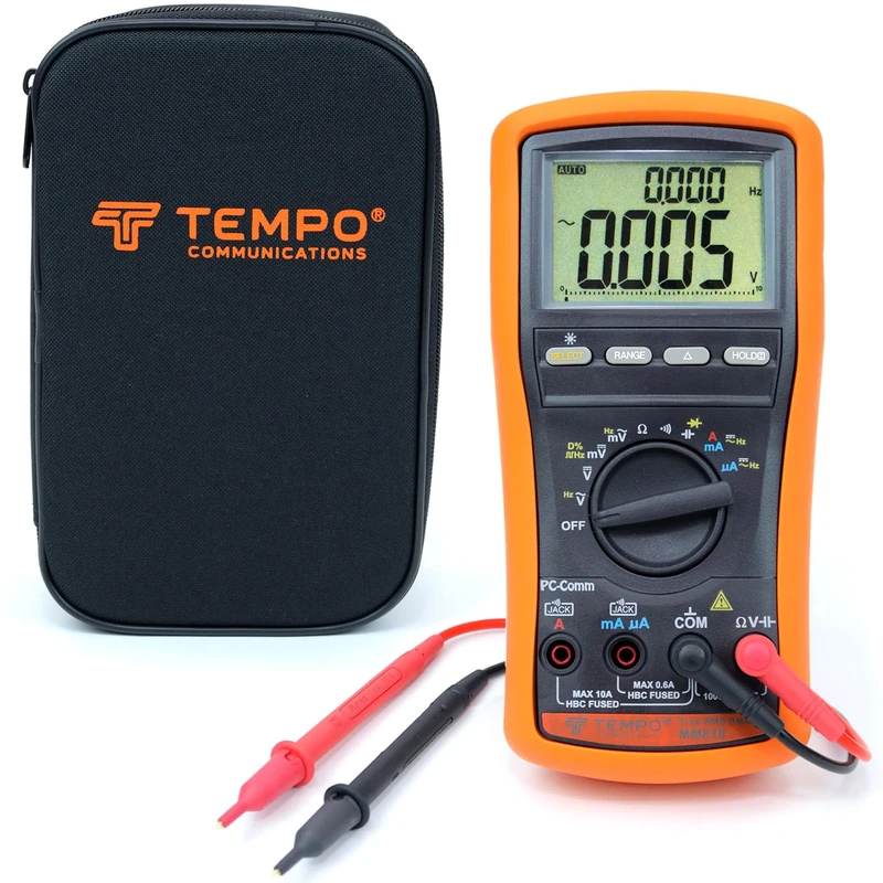 TEMPO MM810 Multimeter, Universal Digital True RMS Multi meter, AC/DC Voltage, Current, Resistance, Frequency, Capacitance MultiMeters (Professional Grade)