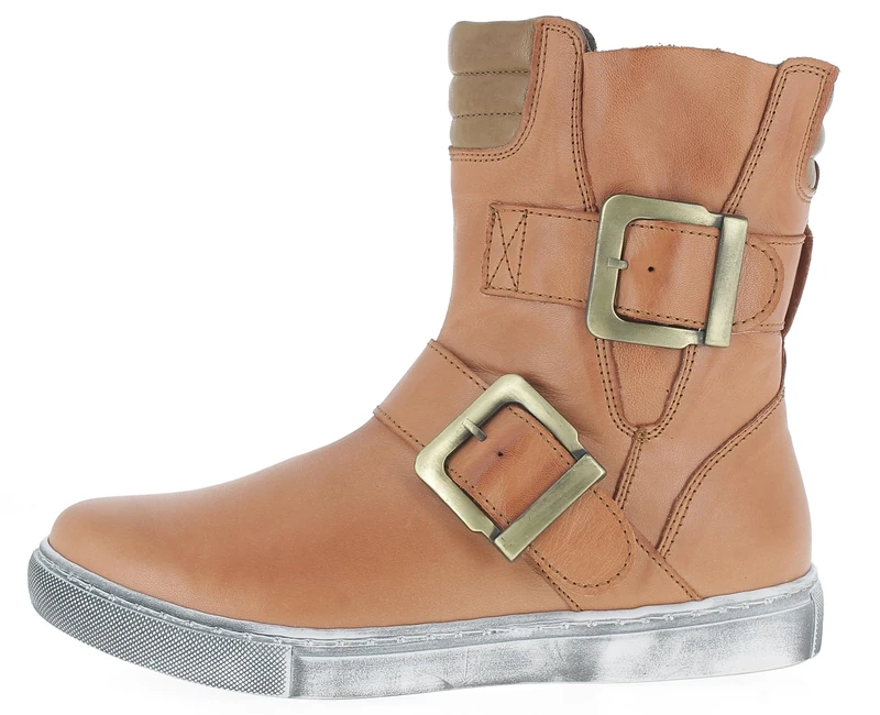 Andrea Conti 0346833 Women's Ankle Boots Leather Boot Sporty Strap Buckle, orange, 7 UK