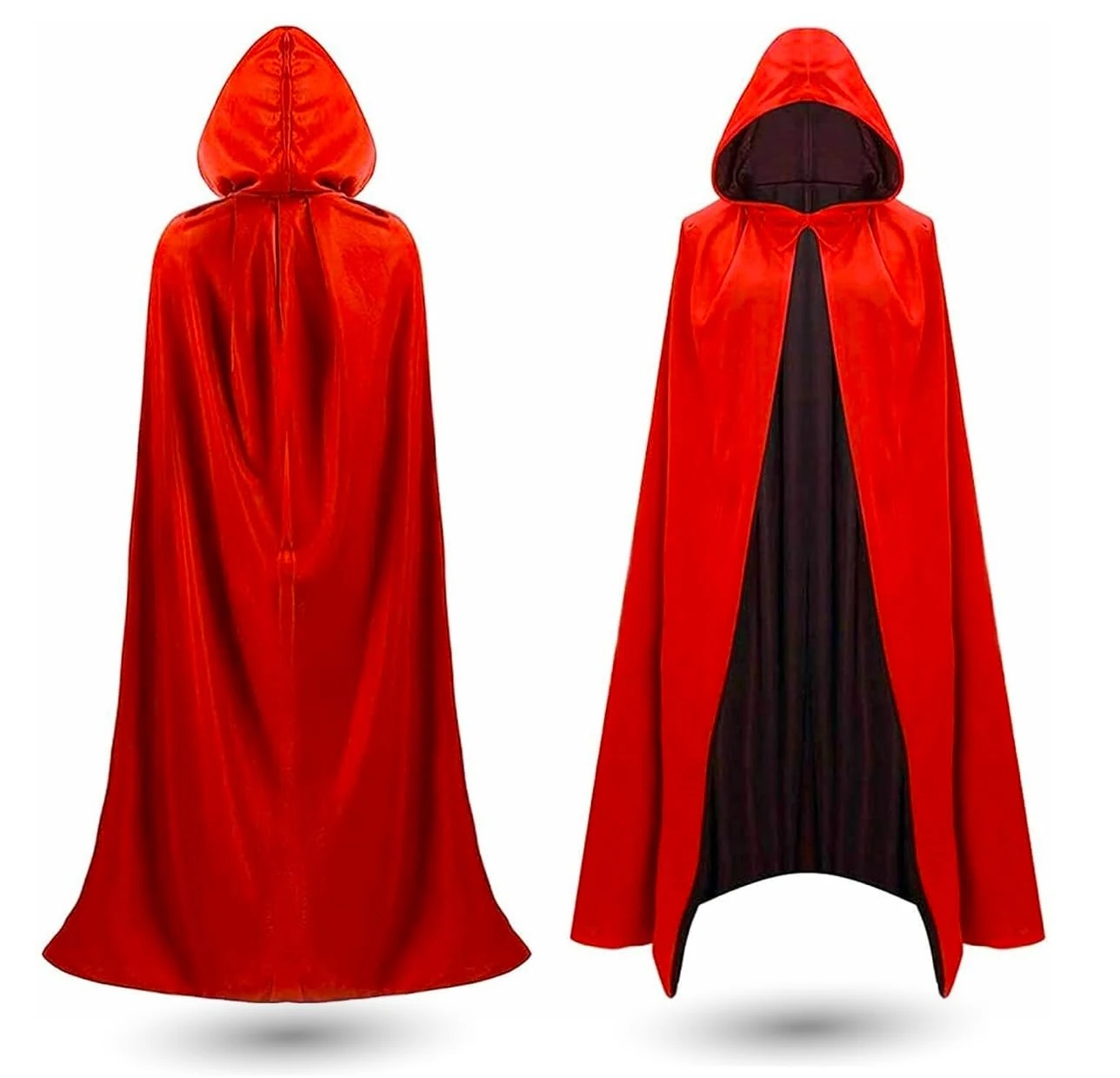 TK Gruppe Timo Klingler Cape with Hood - Vampire Costume - for Halloween & Fancy Dress & Carnival for Children and Adults, Red & Black on Both Sides