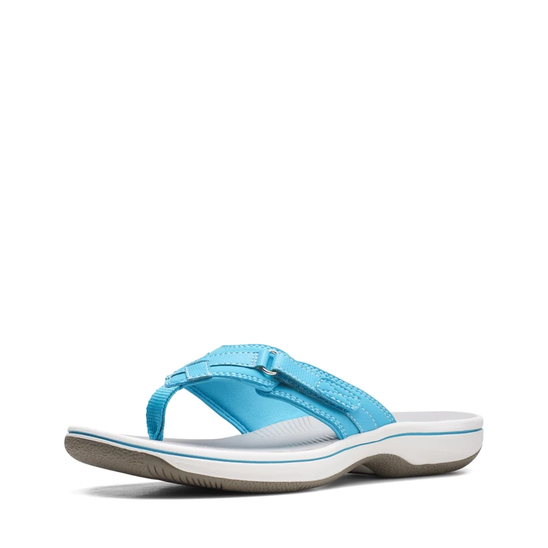 Clarks Women's Breeze Sea Flip-Flop, Aqua Synthetic 2, 3.5 UK