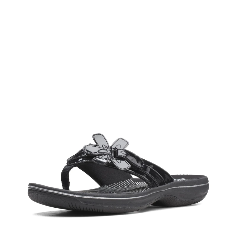 Clarks Women's Brinkley Flora Flip-Flop, Black Patent Synthetic, 4.5 UK - Image 1