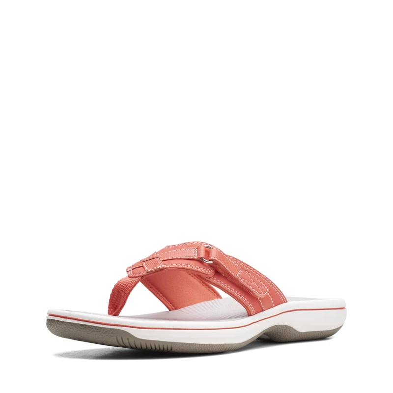 Clarks Women's Breeze Sea Flip-Flop, Bright Coral Synthetic, 3 UK