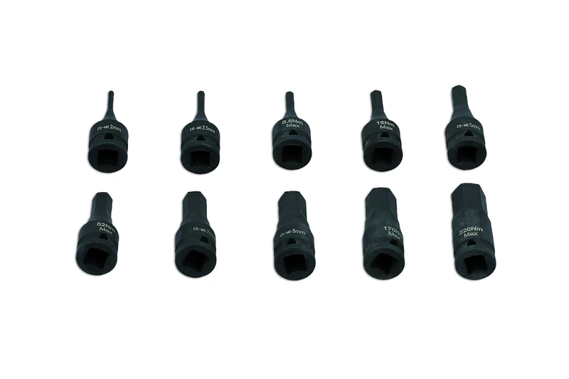 Laser 7838 Impact Hex Socket Bit Set 1/4"D 10pc