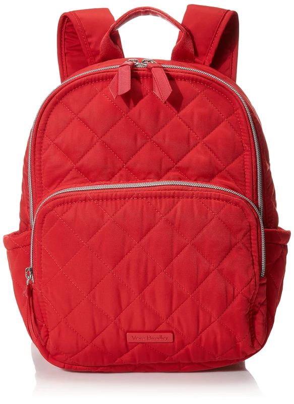 Vera Bradley Women's Performance Twill Small Backpack Bookbag, Cardinal Red, One Size