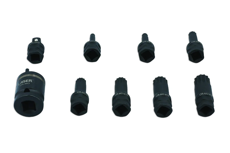 Laser 7979 Dual Drive Spline Impact Bit Socket Set 9pc