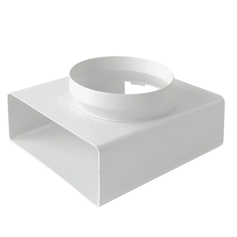 Ventilation CRTV229B Vertical "T" Connector from Round Tube ø 150 mm to Rectangular 220x90 mm. White Color