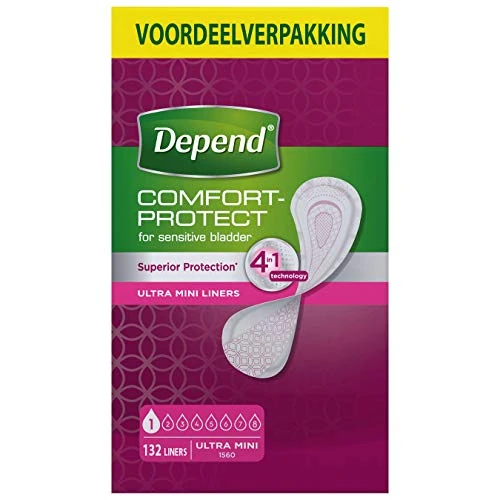 Depend Panty Liner - Incontinence and Urine Loss - Women - Bandage Ultra mini - 132 Pieces - Value Pack